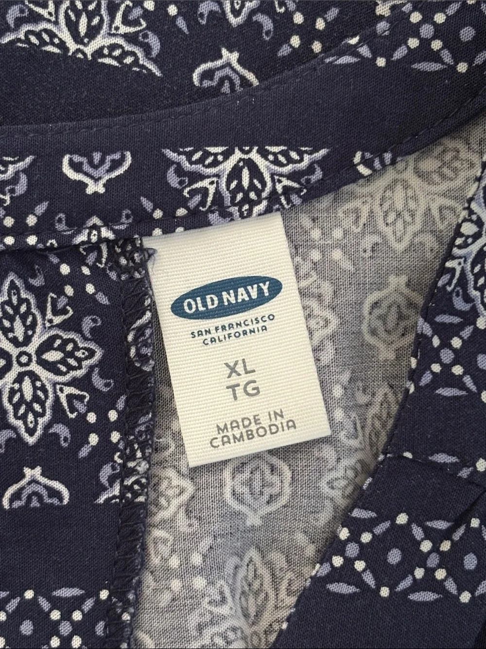 Old Navy Navy and White Sleeveless Paisley Midi Dress sz XL